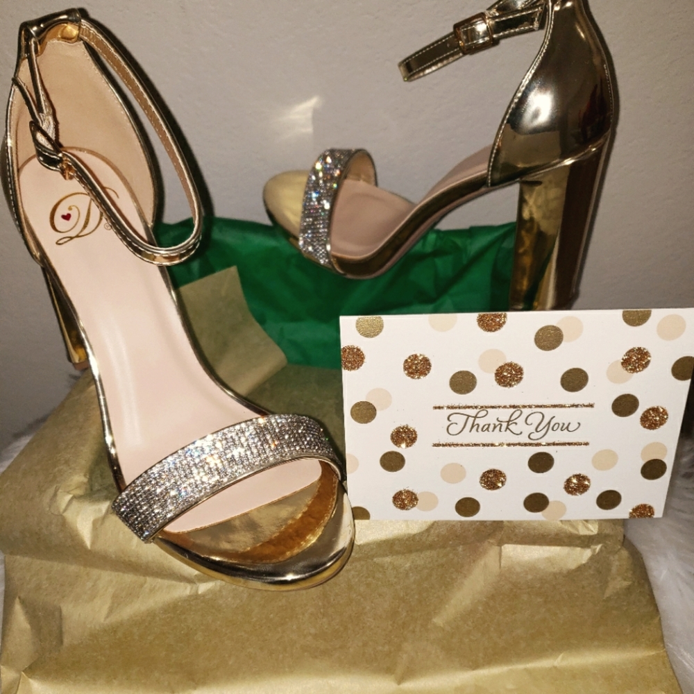 Ladies boxed heel rhinestone shoes